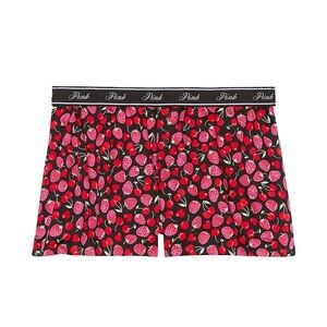 Victoria’s Secret PINK Black Fruit Cherry Strawberry Pajama Sleep Shorts Small